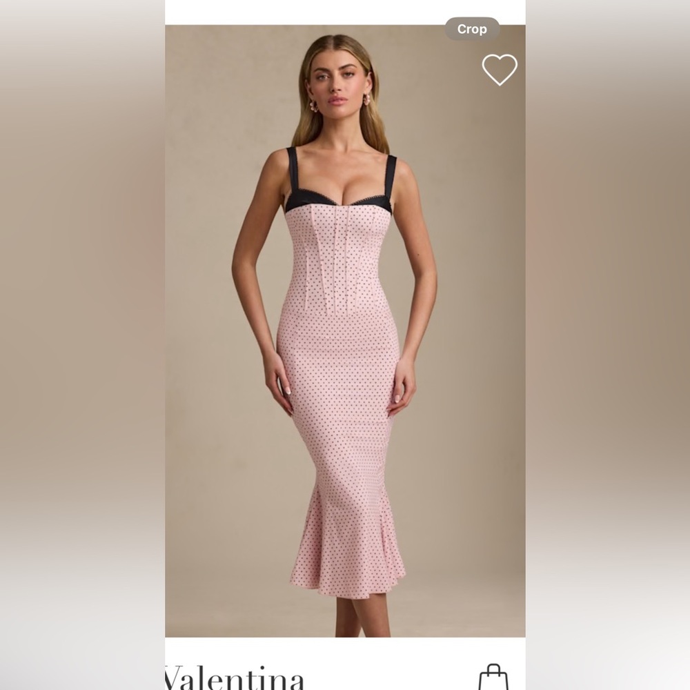 Oh Polly Pink Strapless Dress with Black Accents